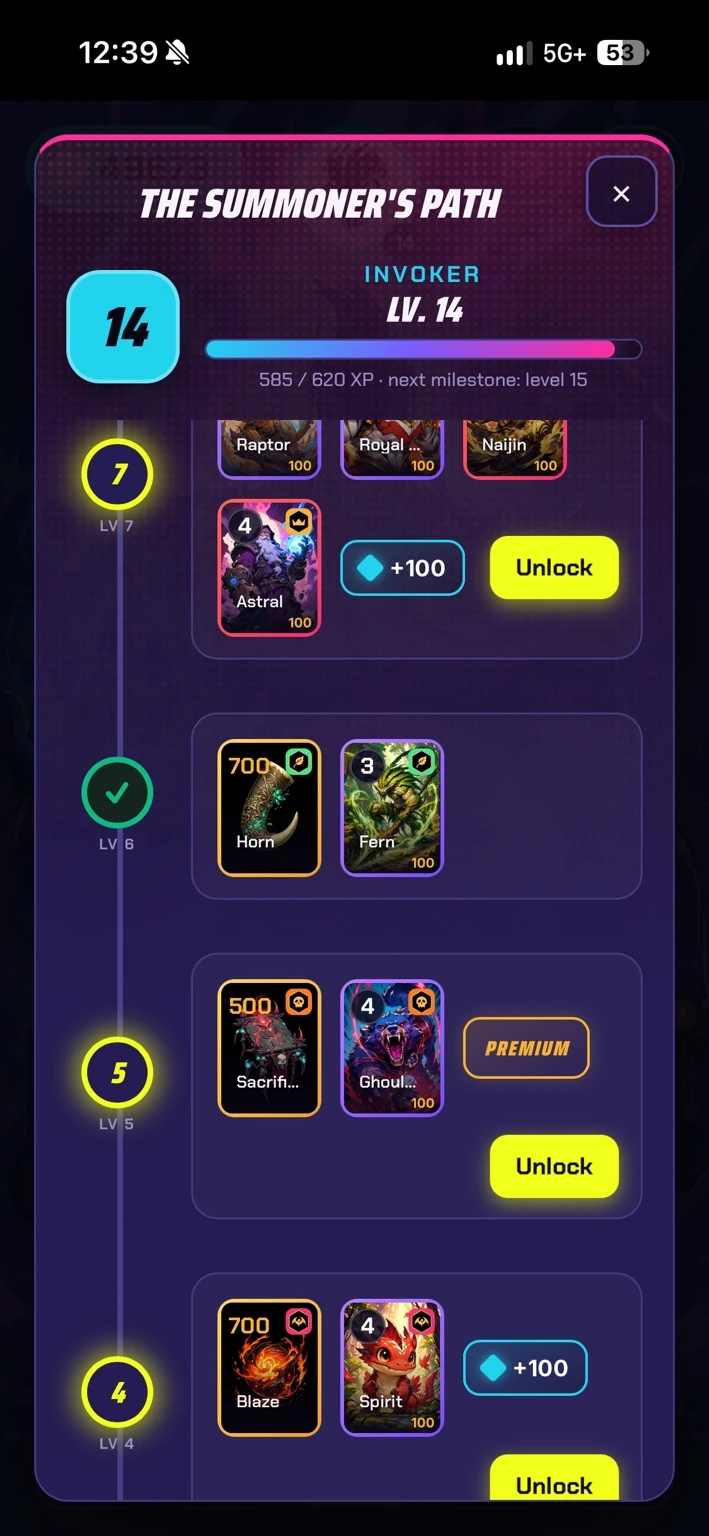 The Summoner’s Path: card unlocks